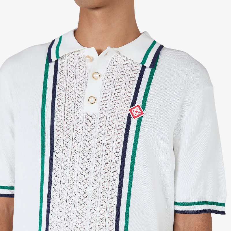 Pointelle Tennis Polo White