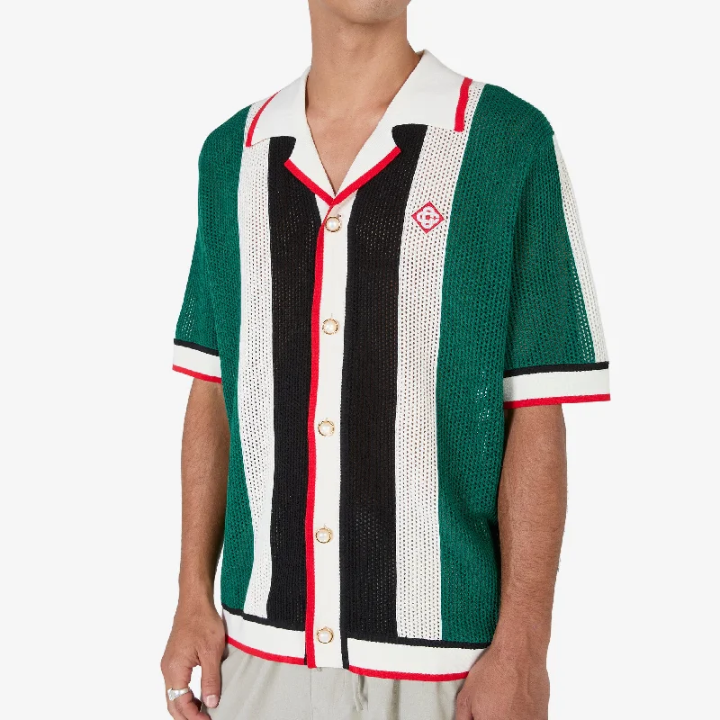 Striped Mesh Shirt Green | White Stripe