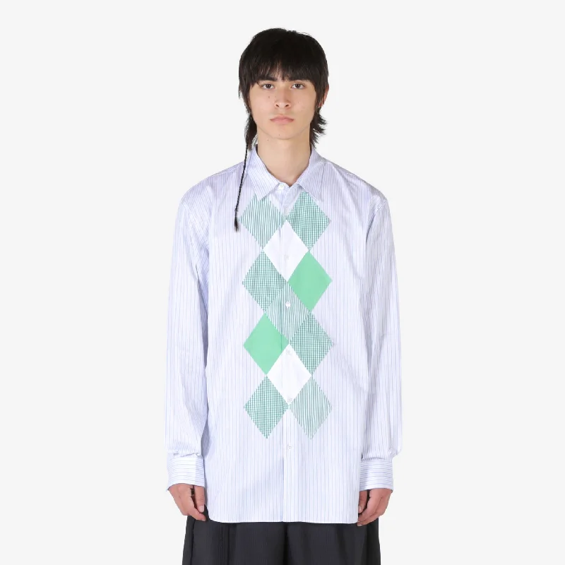 Woven Stripe Check Shirt Blue | Green