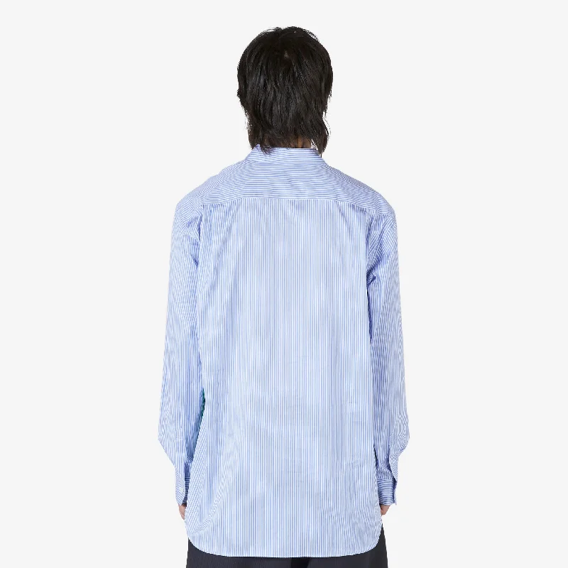 Woven Stripe Panel Shirt Blue | Green