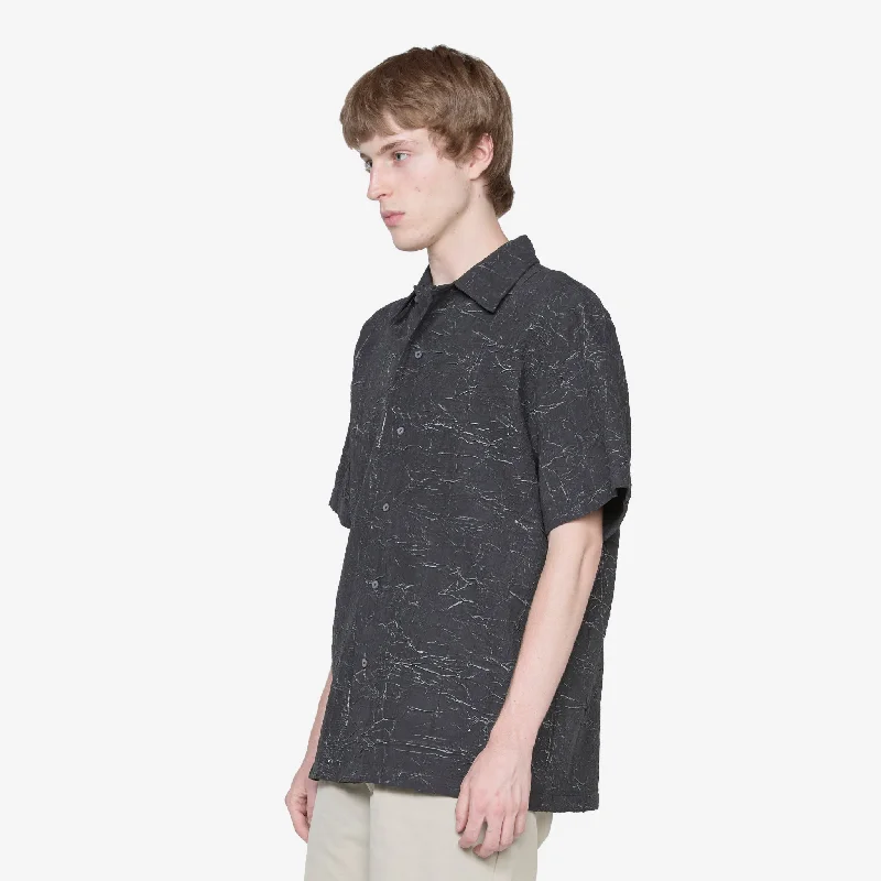 Wrinkle Bowling Short Sleeve Shirt Black