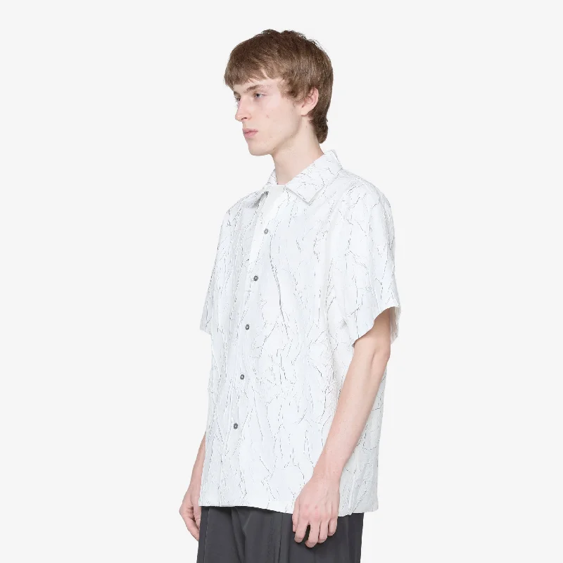 Wrinkle Bowling Short Sleeve Shirt White